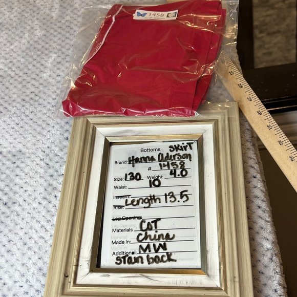 Hanna Anderson Girls Childs Skirt Size 130 Red White Contrast Stitching - Picture 11 of 12